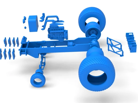 Pro Stock Pulling Tractor Base Scale 1 to 25 3D Print Model