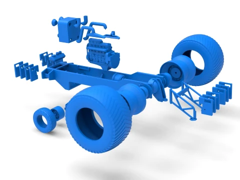 Pro Stock Pulling Tractor Base Scale 1 to 25 3D Print Model