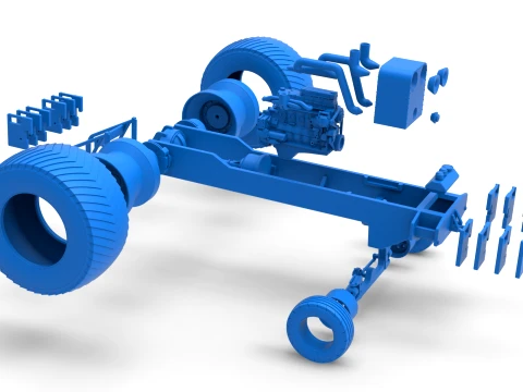 Pro Stock Pulling Tractor Base Scale 1 to 25 3D Print Model