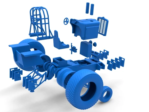 Fun short Pro Stock Pulling Tractor Version 4 Scale 1 to 25 3D Print Model