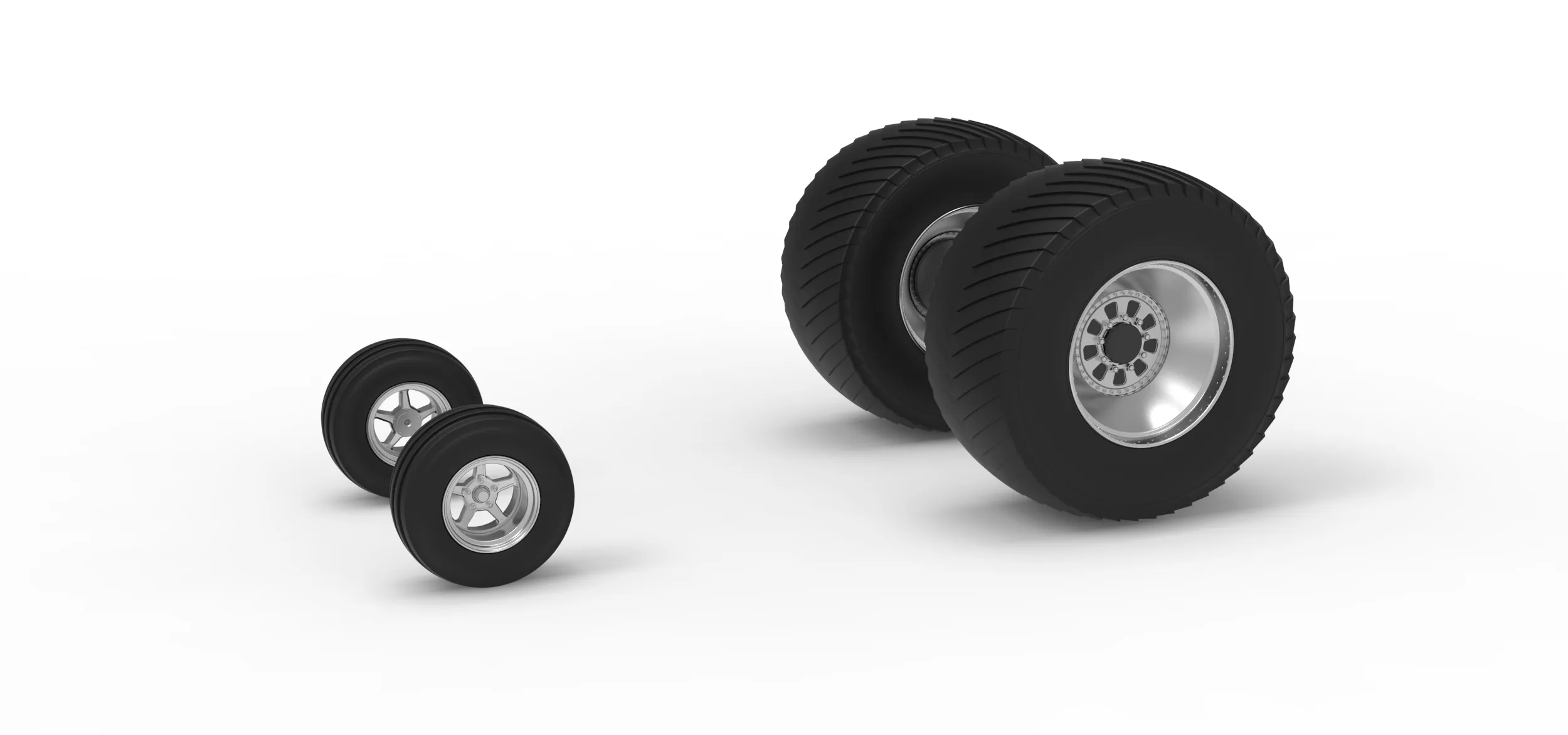 Wheel set of Pro Stock Pulling Tractor Version 4 Scale 1 to 25 3D Print Model .c4d .max .obj .3ds .fbx .stl .blend 
