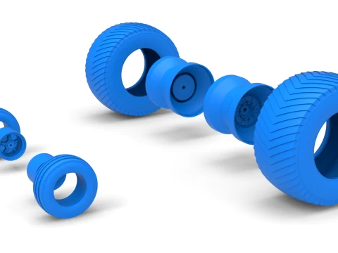 Wheel set of Pro Stock Pulling Tractor Version 4 Scale 1 to 25 3D Print Model