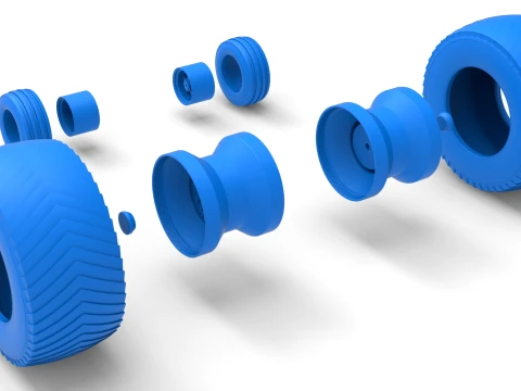 Wheel set of Pro Stock Pulling Tractor Version 4 Scale 1 to 25 3D Print Model