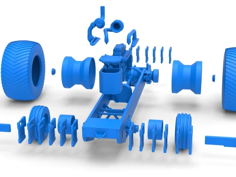 Pro Stock Pulling Tractor Base Version 2 Scale 1 to 25 3D Print Model