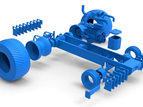 Pro Stock Pulling Tractor Base Version 2 Scale 1 to 25 3D Print Model