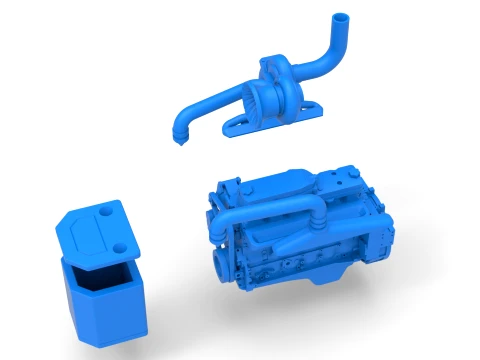 Engine of Pro Stock Pulling Tractor Scale 1 to 25 3D Print Model