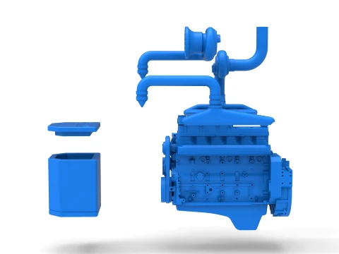 Engine of Pro Stock Pulling Tractor Scale 1 to 25 3D Print Model