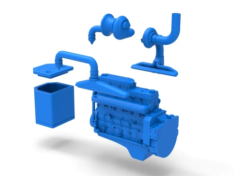 Engine of Pro Stock Pulling Tractor Scale 1 to 25 3D Print Model