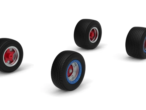 Wheel set of Northeast Dirt Modified stock car Version 6 Scale 1 to 25 3D Print Model
