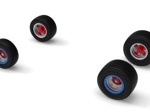 Wheel set of Northeast Dirt Modified stock car Version 6 Scale 1 to 25 3D Print Model