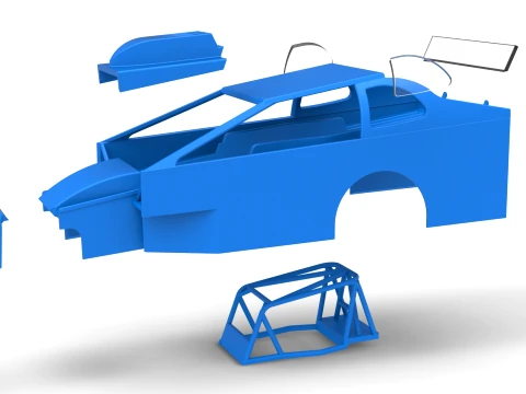 Shell of Northeast Dirt Modified stock car Version 2 Scale 1 to 25 3D Print Model