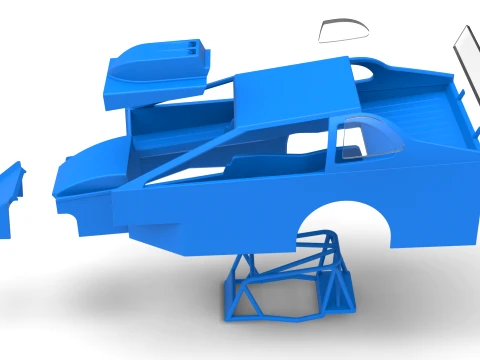 Shell of Northeast Dirt Modified stock car Version 2 Scale 1 to 25 3D Print Model
