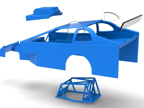 Shell of Northeast Dirt Modified stock car Version 2 Scale 1 to 25 3D Print Model