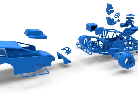 ノースイースト ダート バージョン 2 スケール 1 ～ 25 を回転させながら改造したストックカー 3Dプリントモデル