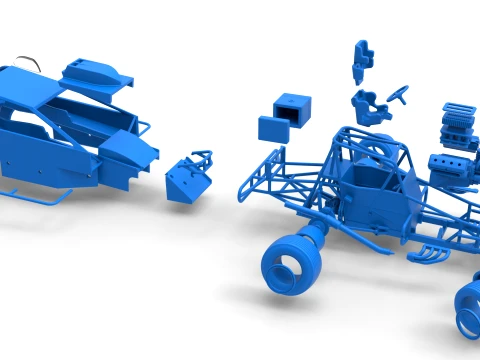 ノースイースト ダート バージョン 2 スケール 1 ～ 25 を回転させながら改造したストックカー 3Dプリントモデル