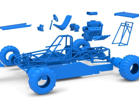 Vintage Mud dragster Scale 1 to 25 3D Print Model