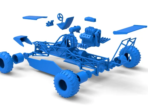 Vintage Mud dragster Scale 1 to 25 3D Print Model