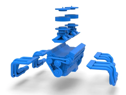 Engine V16 Scale 1 to 25 3D Print Model