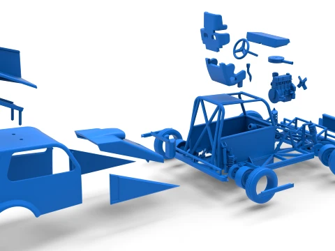 New Zealand Ministock car while turning Version 3 Scale 1 to 25 3D Print Model