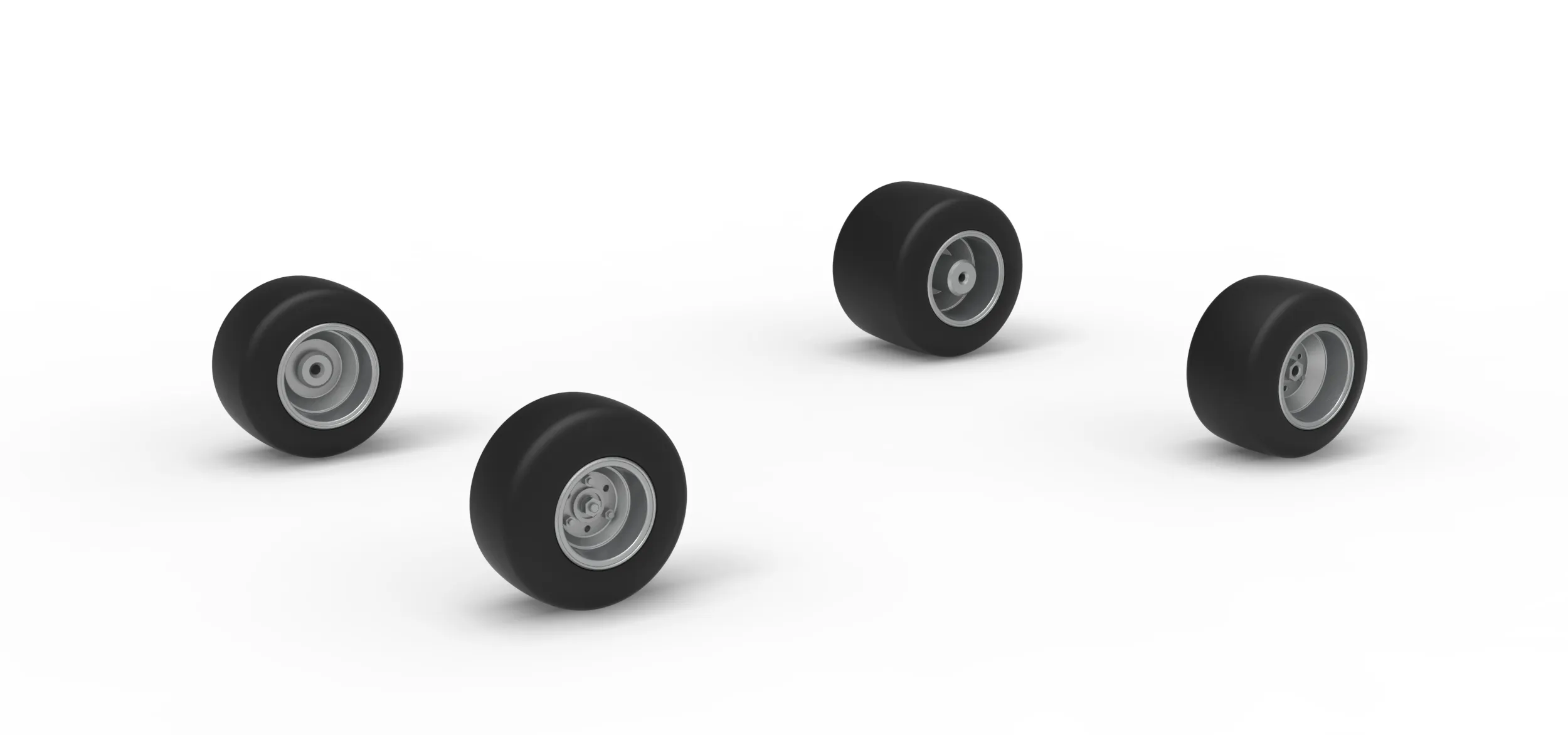 Wheel Set of Quarter Midget Scale 1 to 16 3D Print Model .c4d .max .obj .3ds .fbx .stl .blend