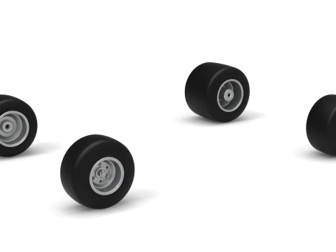 Wheel Set of Quarter Midget Scale 1 to 16 3D Print Model