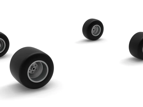 Wheel Set of Quarter Midget Scale 1 to 16 3D Print Model
