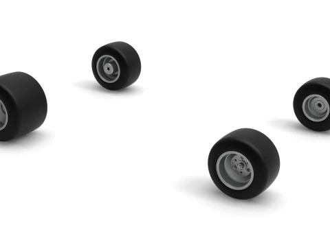 Wheel Set of Quarter Midget Scale 1 to 16 3D Print Model