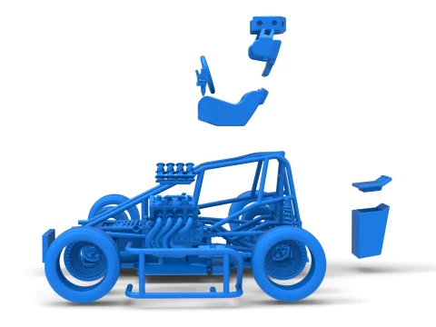Three Quarter Midget Base Scale 1 to 25 3D Print Model