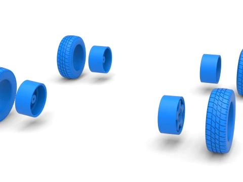 Wheel set of BriSCA Formula 2 Stock Car Scale 1 to 25 3D Print Model