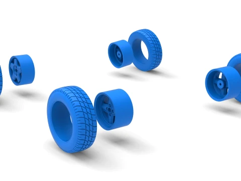 Wheel set of BriSCA Formula 2 Stock Car Scale 1 to 25 3D Print Model