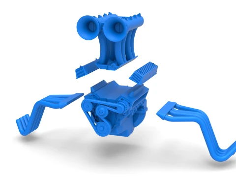 Engine V8 for vintage dragster Version 11 Scale 1 to 25 3D Print Model