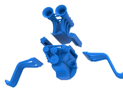 Engine V8 for vintage dragster Version 11 Scale 1 to 25 3D Print Model