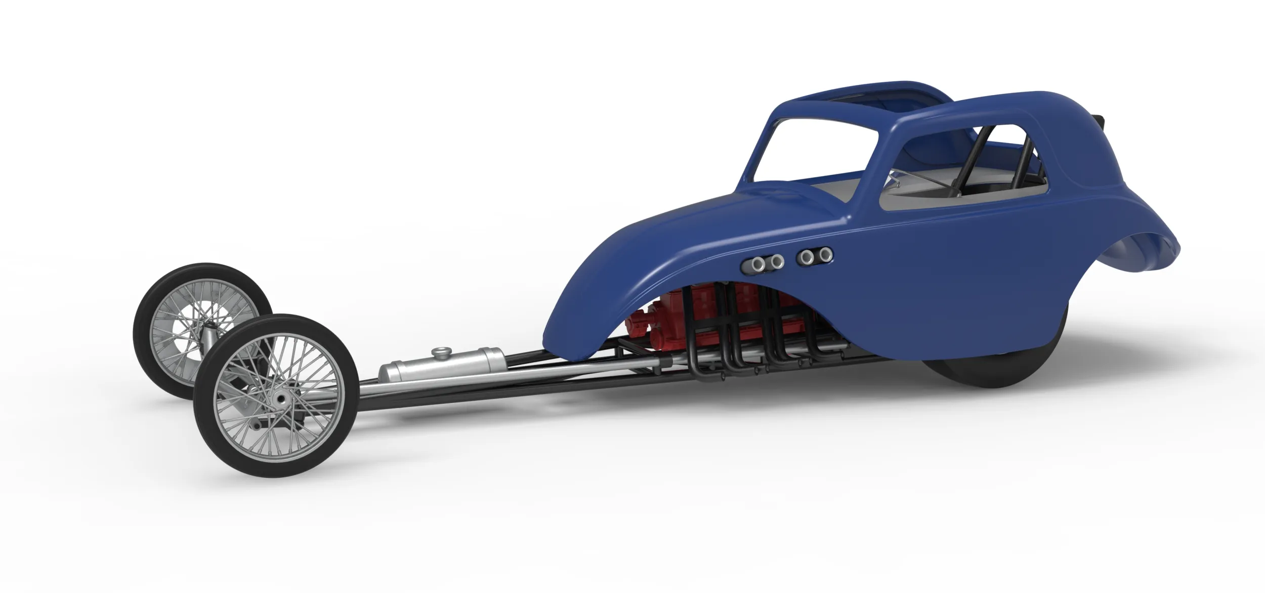 Front engine old school dragster with shell Version 13 Scale 1 to 25 3D Print Model .c4d .max .obj .3ds .fbx .stl .blend 