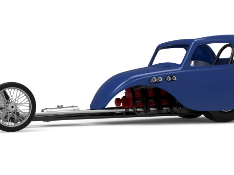 Front engine old school dragster with shell Version 13 Scale 1 to 25 3D Print Model