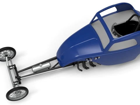 Front engine old school dragster with shell Version 13 Scale 1 to 25 3D Print Model