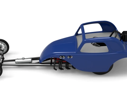 Front engine old school dragster with shell Version 13 Scale 1 to 25 3D Print Model