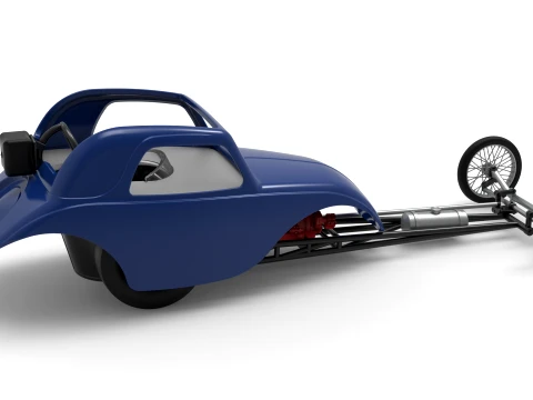 Front engine old school dragster with shell Version 13 Scale 1 to 25 3D Print Model