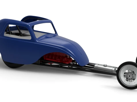 Front engine old school dragster with shell Version 13 Scale 1 to 25 3D Print Model