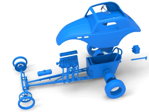Front engine old school dragster with shell Version 13 Scale 1 to 25 3D Print Model