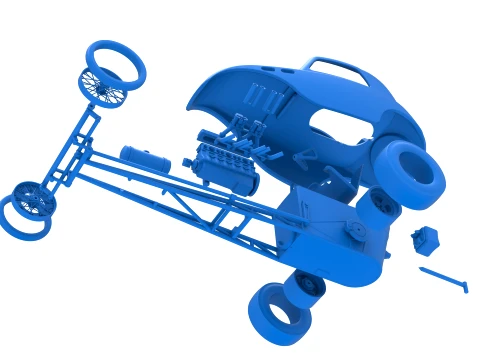 Front engine old school dragster with shell Version 13 Scale 1 to 25 3D Print Model