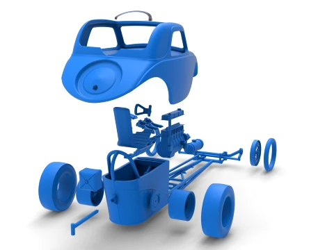 Front engine old school dragster with shell Version 13 Scale 1 to 25 3D Print Model