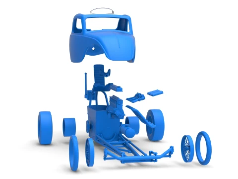Front engine old school dragster with shell Version 13 Scale 1 to 25 3D Print Model