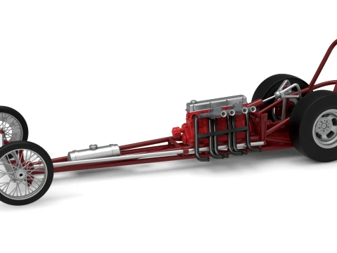 Vintage Dragster mit Frontmotor, Basisversion 6, Ma&szlig;stab 1 bis 25 3D Druckmodell