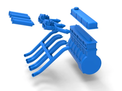 Engine of Vintage dragster Scale 1 to 25 3D Print Model