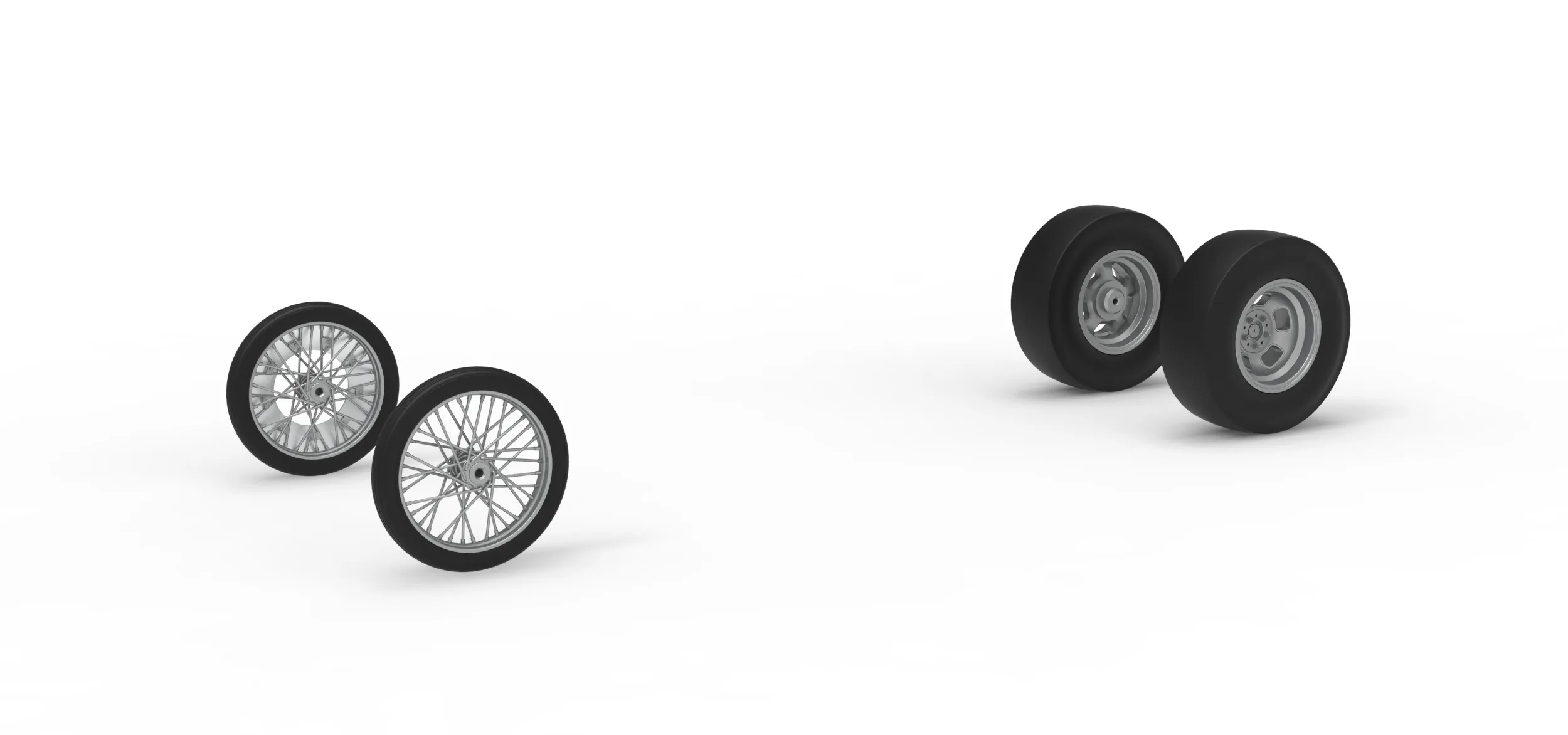Wheel Set of Vintage Front engine dragster Version 8 Scale 1 to 25 3D Print Model .c4d .max .obj .3ds .fbx .stl .blend 