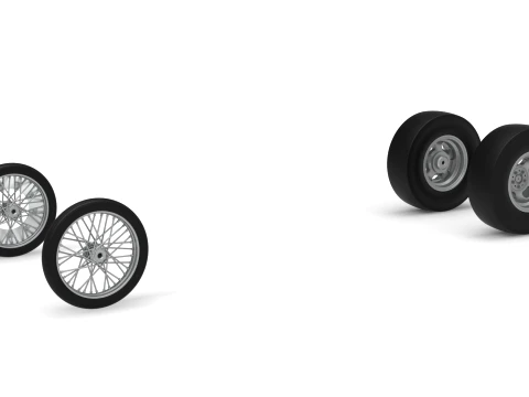 Wheel Set of Vintage Front engine dragster Version 8 Scale 1 to 25 3D Print Model