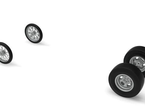 Wheel Set of Vintage Front engine dragster Version 8 Scale 1 to 25 3D Print Model