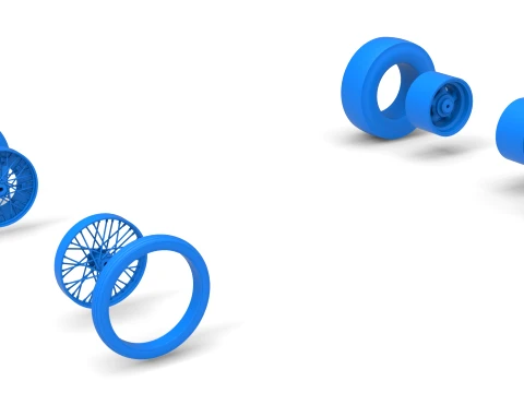 Wheel Set of Vintage Front engine dragster Version 8 Scale 1 to 25 3D Print Model
