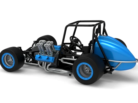 Vintage Pavement Sprint car Base Scale 1 to 25 3D Print Model