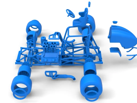 Vintage Pavement Sprint car Base Scale 1 to 25 3D Print Model